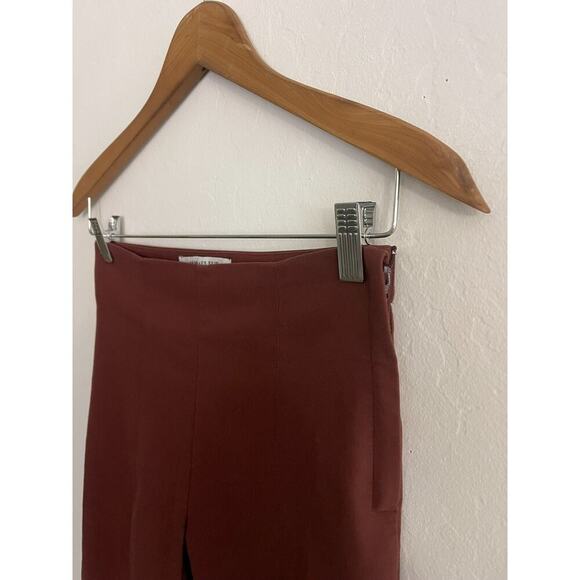 MM Lafleur 2 Pant Cigarette Foster Pants Power Stretch Seamed Side Zipper Brown - Picture 6 of 9